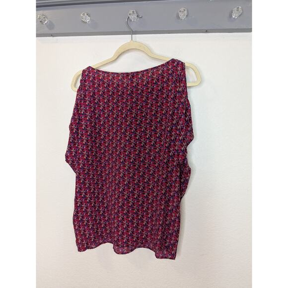 Joie 100% Silk Office Career Blouse Cold Shoulder Short Sleeve Size Small - Picture 3 of 7